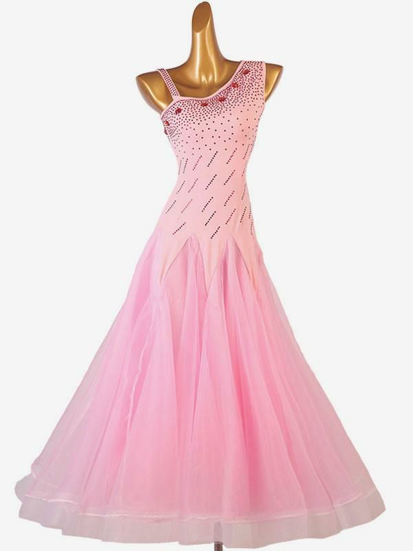 Dance Costumes |  Ballroom Dance Costumes Pink Sexy Polyester Dancer Bodycon Dress Rhinestones Dance Wear Dance Costumes Dance Costumes