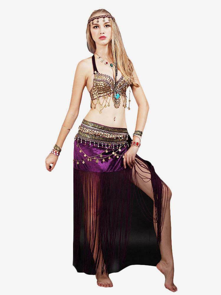 Dance Costumes |  Belly Dance Costume Fringe Women Dancing Wear With Coin Dance Costumes Dance Costumes