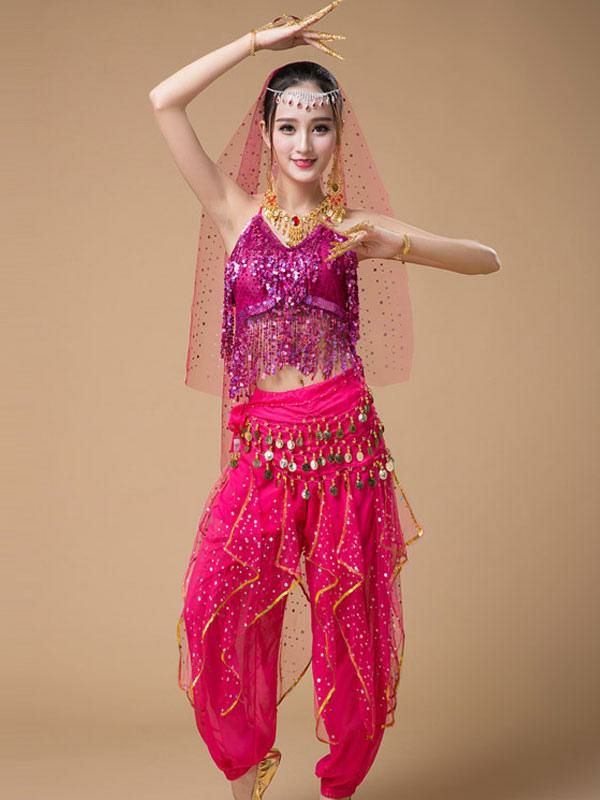 Dance Costumes |  Belly Dance Costumes Sequin Fringe Rose Polka Dot Belly Dancer Tulle Belly Dance Wear For Women Dance Costumes Dance Costumes