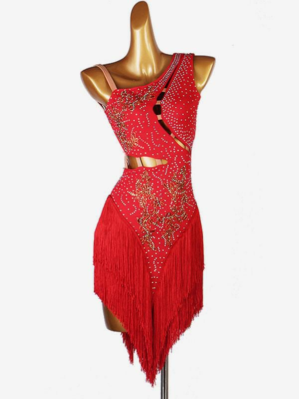 Dance Costumes |  Latin Dance Costume Red Lycra Spandex Dress Latin Dancer dancing Wear Dance Costumes Dance Costumes