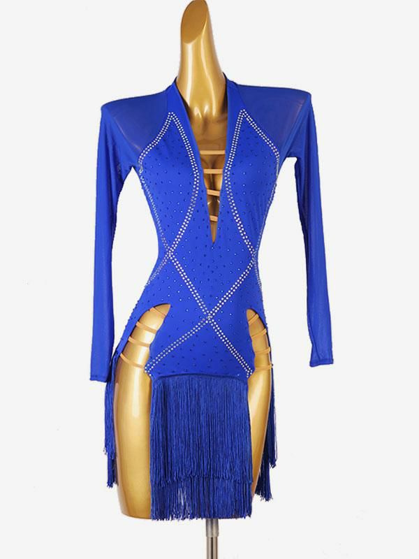 Dance Costumes |  Latin Dance Costume Royal Blue Lycra Spandex Dress Dancing Wear Dance Costumes Dance Costumes