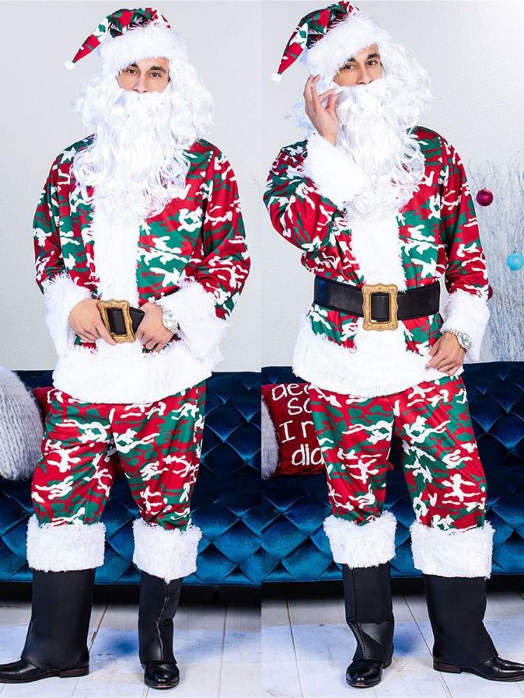 Holidays Costumes |  Christmas Set Red Polyester Fiber Hat Pants Top Polyester Santa Clause Holidays Costumes Hobbies Holidays Costumes