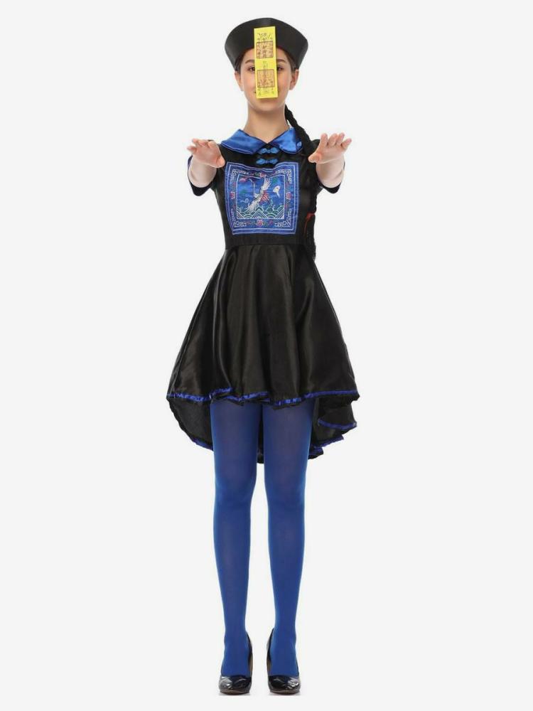 Holidays Costumes |  Halloween Chinese Zombie Costumes For Women Black Blue Polyester Clothes Hat Holidays Costumes Full Set Hobbies Holidays Costumes