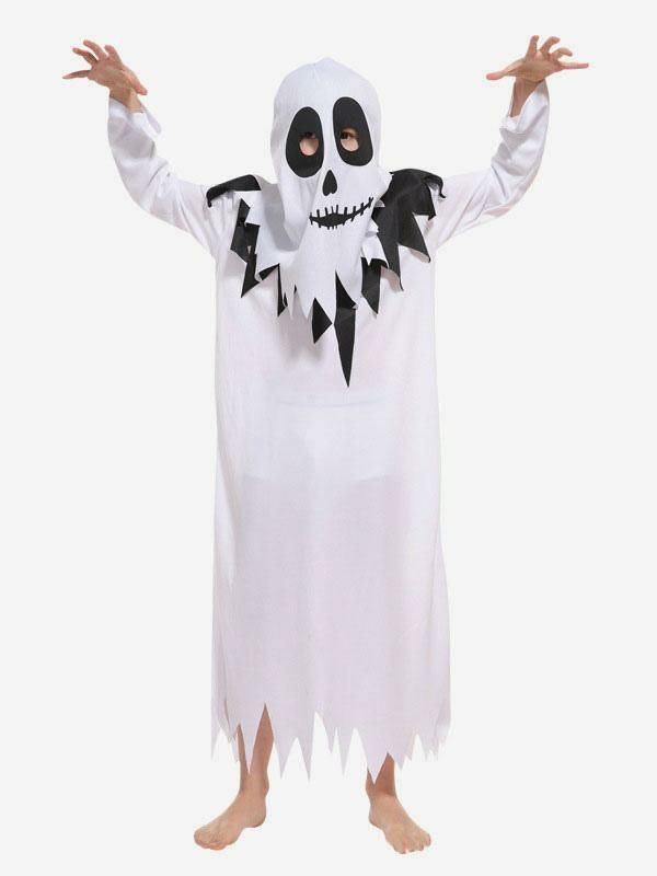 Kids Costumes |  Halloween Ghost Costumes For Kids White Polyester Fiber Hood Clothes Holiday Costume Hobbies Kids Costumes