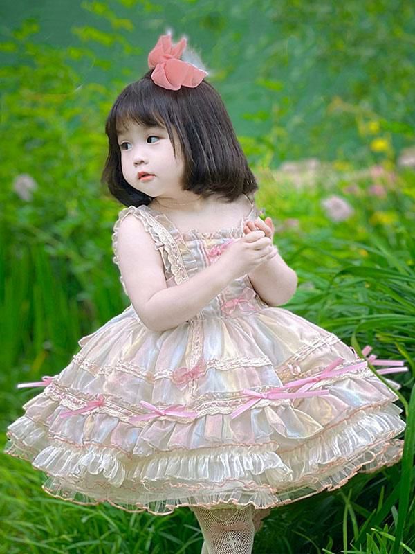 Kids Costumes |  Polyester Tea Party Bows Sleeveless Polyester Spring Dress Sweet Pink Kids’ Lolita Dresses Hobbies Kids Costumes