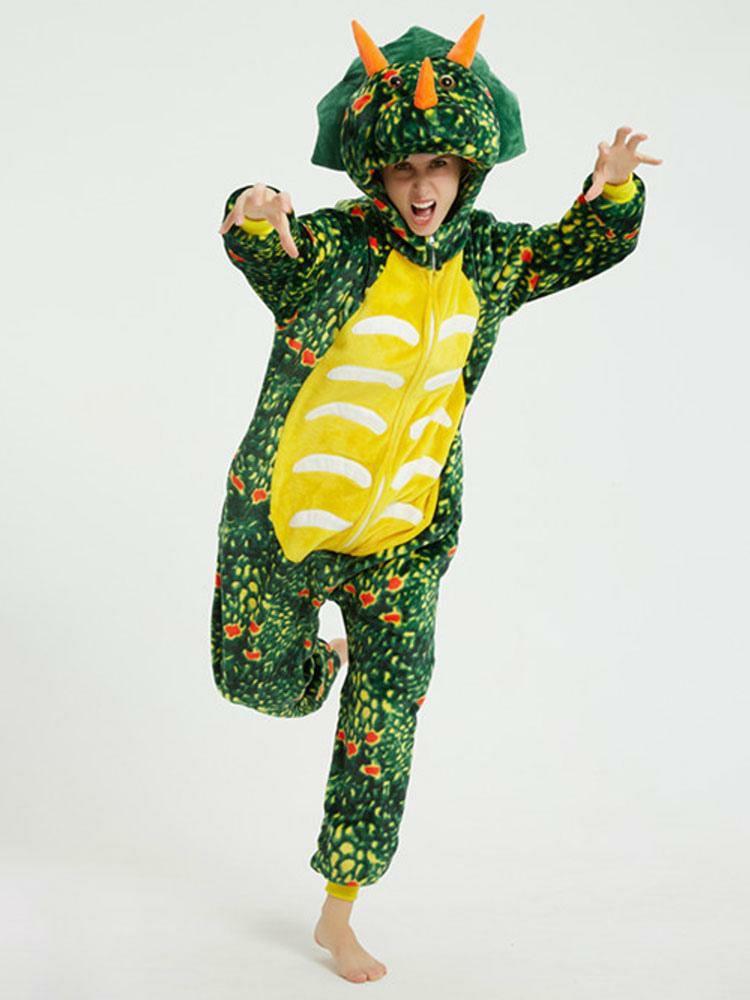 Kigurumi Costumes |  Dinosaur Kigurumi Pajamas For Adult Green Polyester Kigurumi Costumes Hobbies Kigurumi Costumes