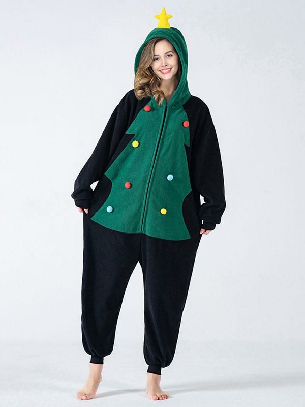 Kigurumi Costumes |  Kigurumi Onesie Pajamas Christmas Adult’s Green Polyester Jumpsuit Kigurumi Costumes Hobbies Kigurumi Costumes