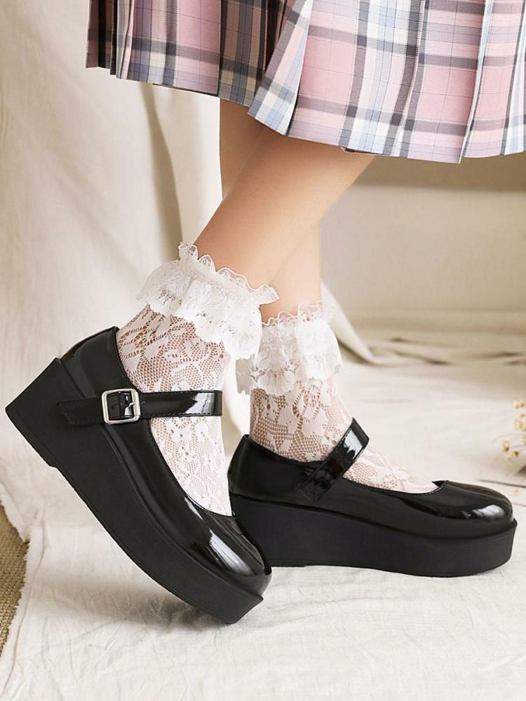 Lolita Clothing |  Academic Lolita Footwear Black Round Toe PU Leather Lolita Pumps Hobbies Lolita Clothing