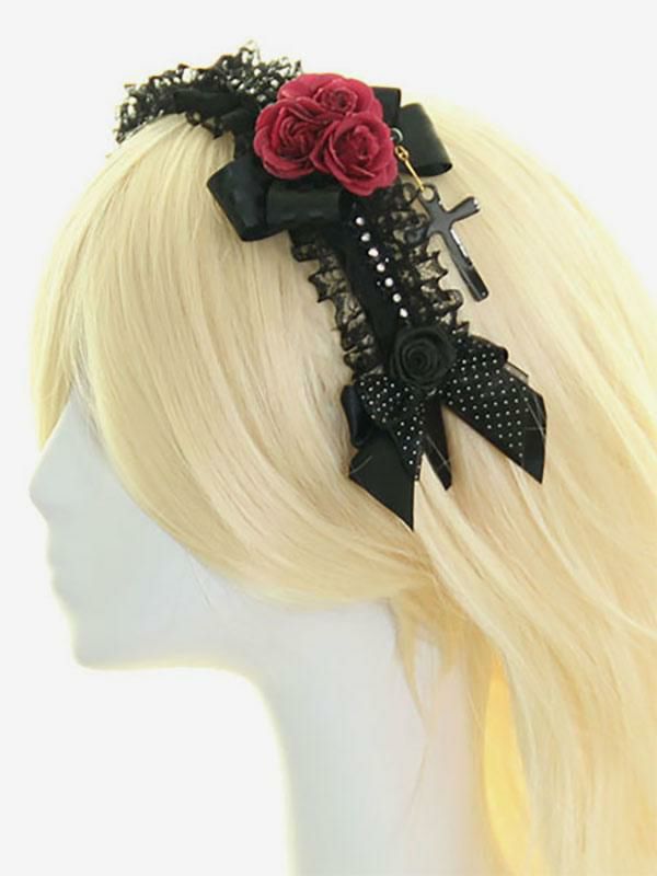 Lolita Clothing |  Black Flower Bows Lace Synthetic Lolita Hair Accessories Hobbies Lolita Clothing