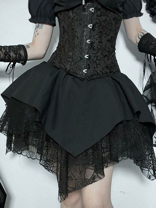 Lolita Clothing |  Black Gothic Lolita SK Ruffles Lace Lolita Skirts Hobbies Lolita Clothing