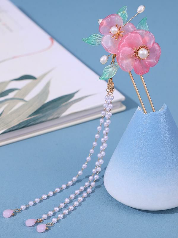 Lolita Clothing |  Chinese Style Lolita Accessories Pink Flowers Pearls Metal Headwear Miscellaneous Hobbies Lolita Clothing