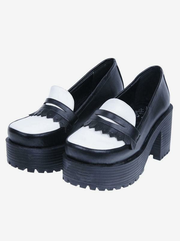 Lolita Clothing |  Classic Lolita Footwear Square Toe Slip On Platform Chunky Heel Lolita Shoes Hobbies Lolita Clothing