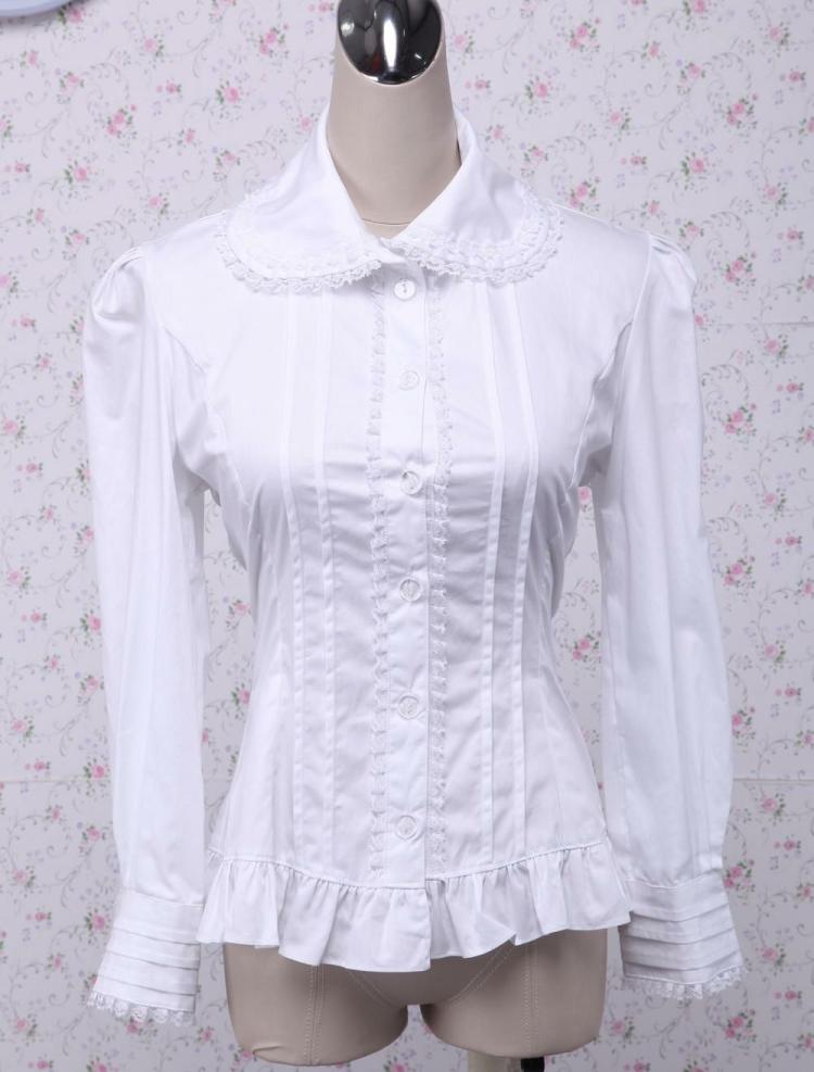 Lolita Clothing |  Cotton White Ruffles Long Sleeves Lolita Blouse Hobbies Lolita Clothing