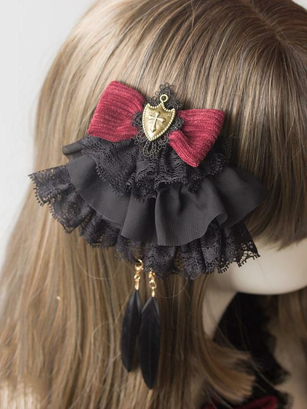 Lolita Clothing |  Gothic Lolita Hairpin Lace Ruffle Bow Lolita Hair Accessory Hobbies Lolita Clothing