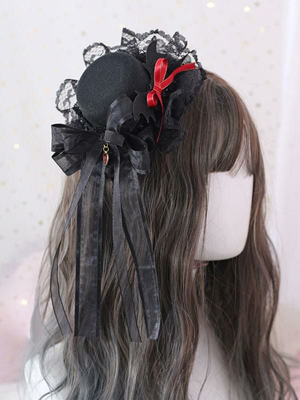 Lolita Clothing |  Gothic Lolita Hat Bows Polyester Lace Black Lolita Hat Lolita Accessories Hobbies Lolita Clothing