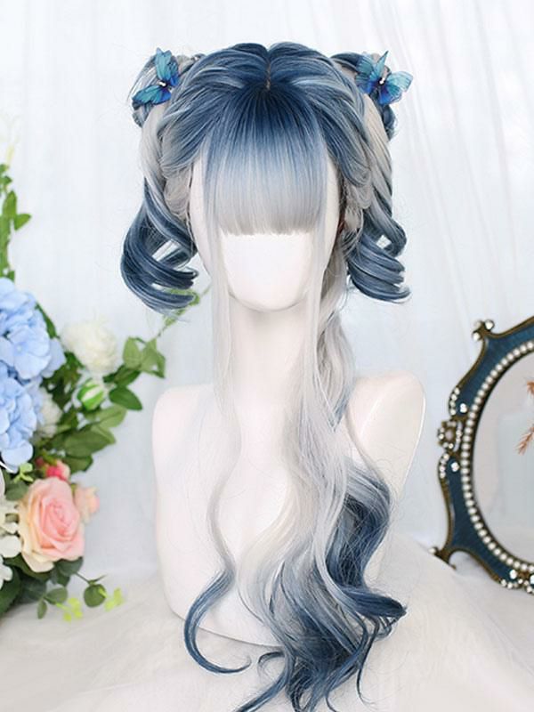 Lolita Clothing |  Harajuku Fashion Lolita Wigs Blue Long Heat-resistant Fiber Highlighting Hair Lolita Accessories Hobbies Lolita Clothing