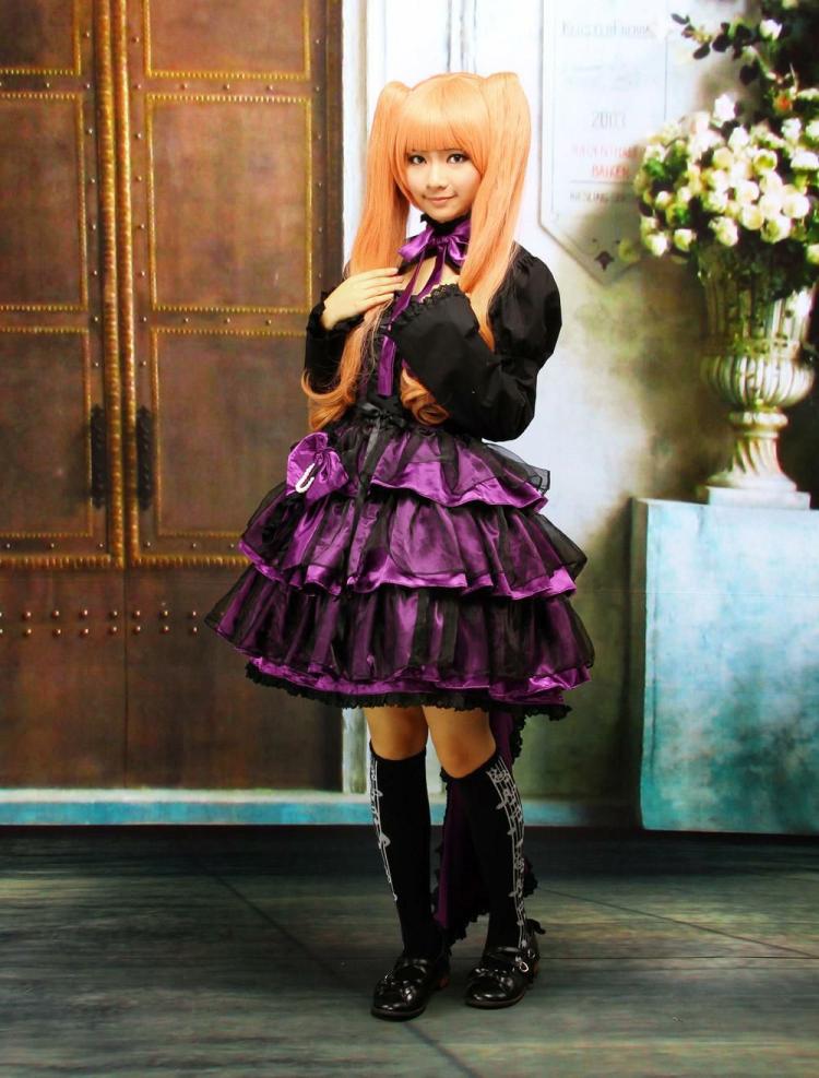 Lolita Clothing |  Multi-Layer Purple Cotton Long Sleeves Gothic Lolita Dress Hobbies Lolita Clothing