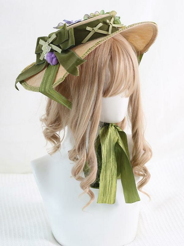 Lolita Clothing |  Pastoral Style Lolita Hat Purple Bows Ruffles Flowers Accessory Lolita Accessories Hobbies Lolita Clothing