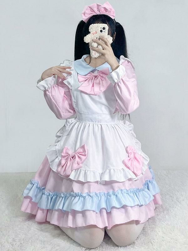 Lolita Clothing |  Pink Maid Lolita Dress Polyester Long Sleeves Dress Hobbies Lolita Clothing