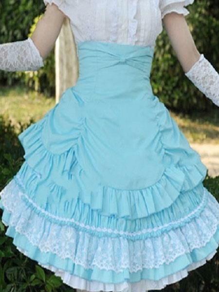 Lolita Clothing |  Rococo Lolita Skirt SK Cotton Lace Patch Ribbons Layered Ruffles Pleated A Line Lolita Skirt Hobbies Lolita Clothing