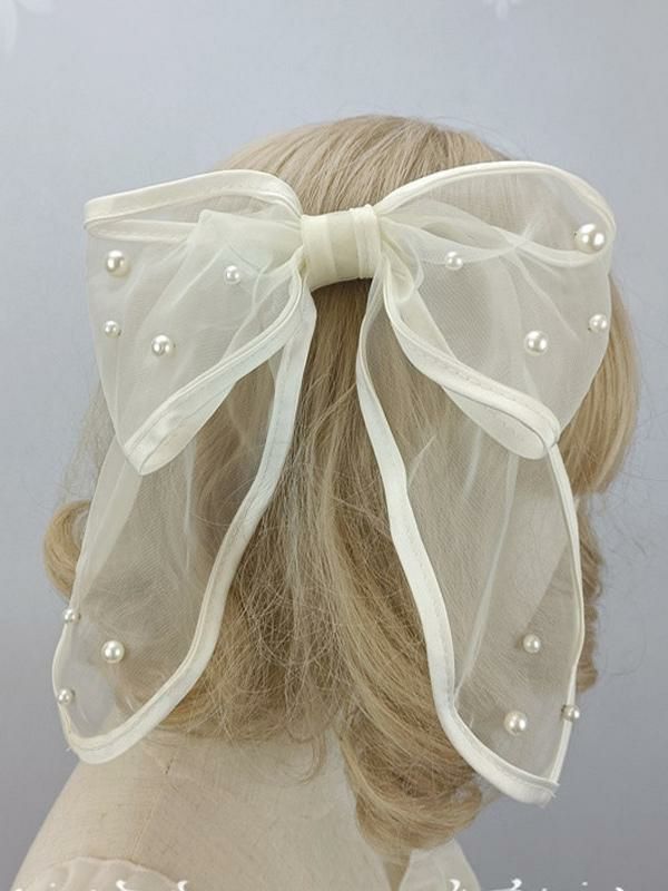 Lolita Clothing |  ROCOCO Style Lolita Accessories Ecru White Pearls Headwear Bow Miscellaneous Hobbies Lolita Clothing