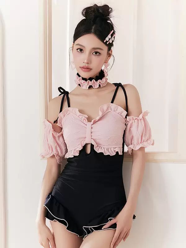 Lolita Clothing |  ROCOCO Style Lolita Outfits Black Lace Up Ruffles Color Block Sleeveless Jumpsuit Hobbies Lolita Clothing