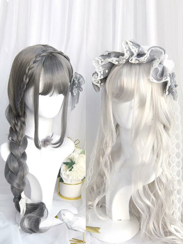 Lolita Clothing |  ROCOCO Style Lolita Wig Long Heat-resistant Fiber Gray Lolita Accessories Hobbies Lolita Clothing