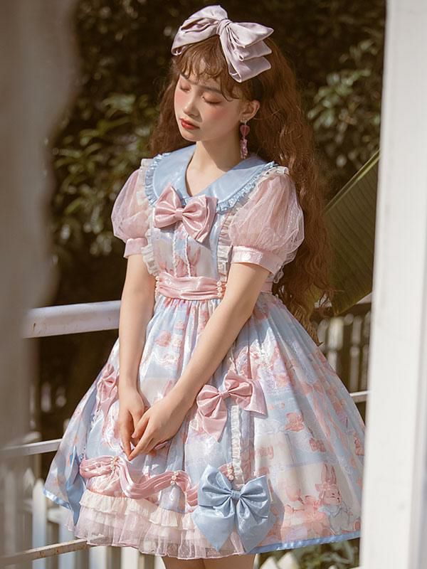 Lolita Clothing |  Sweet Lolita Dress Polyester Short Sleeves Dress Hobbies Lolita Clothing