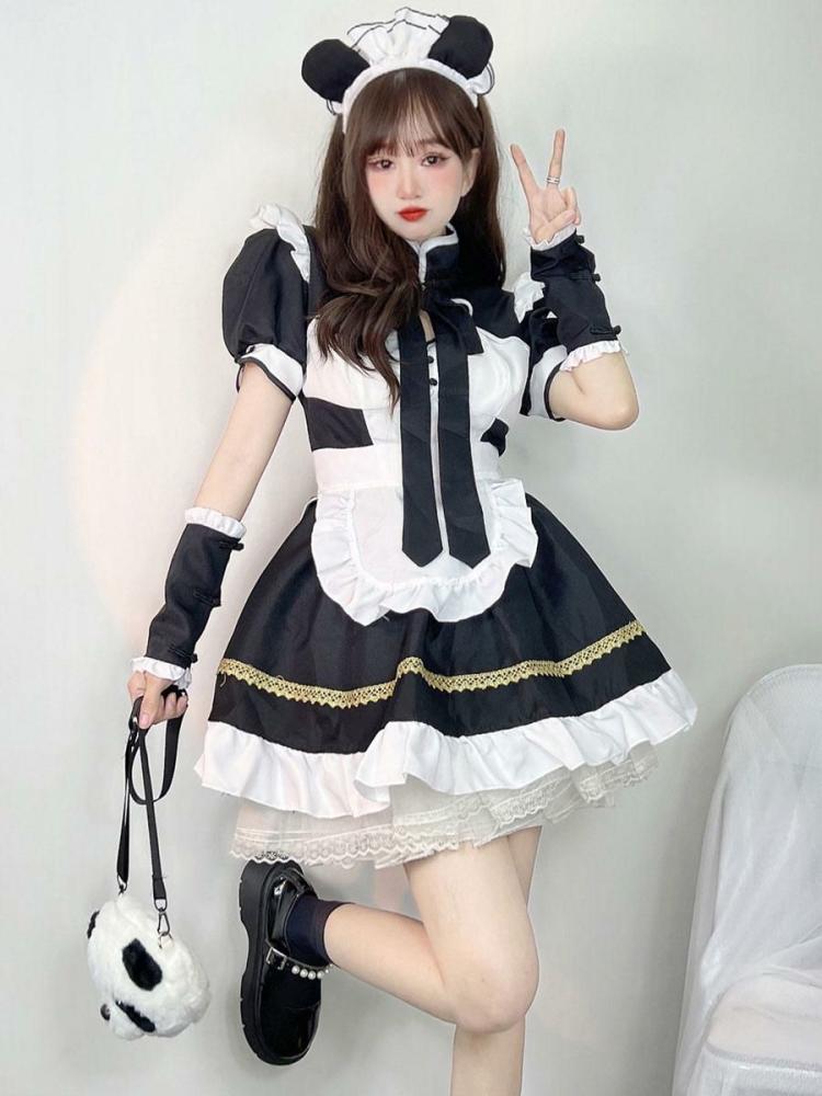 Lolita Clothing |  Sweet Lolita Dress Polyester Short Sleeves Ruffles Dress Hobbies Lolita Clothing