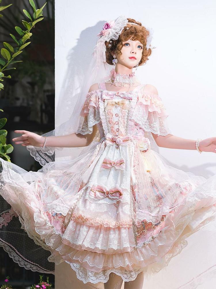 Lolita Clothing |  Sweet Lolita Dress Polyester Sleeveless Lolita Wedding Dress Bride Lolita Dress Hobbies Lolita Clothing