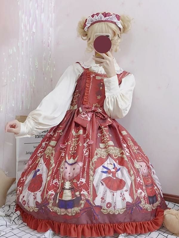 Lolita Clothing |  Sweet Lolita Dress Polyester Sleeveless Ruffles Sweet Jumper Lolita Dress Hobbies Lolita Clothing