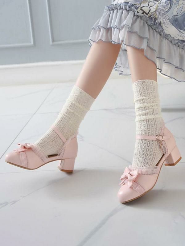 Lolita Clothing |  Sweet Lolita Footwear Bows Leather Chunky Heel Lolita Pumps Hobbies Lolita Clothing