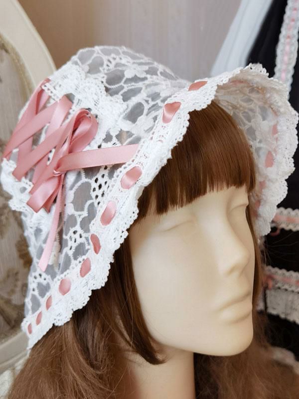 Lolita Clothing |  Sweet Lolita Hat Accessory Bow Lace Polyester White Lolita Accessories Hobbies Lolita Clothing