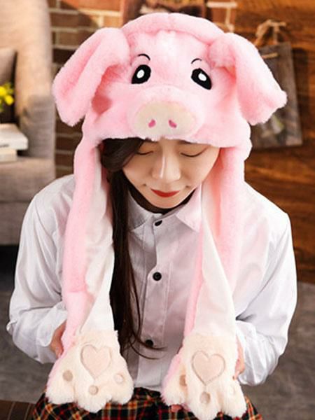 Lolita Clothing |  Sweet Lolita Hat Pink Piggy Cartoon Fluffy Lolita Mitten Scarf Hobbies Lolita Clothing