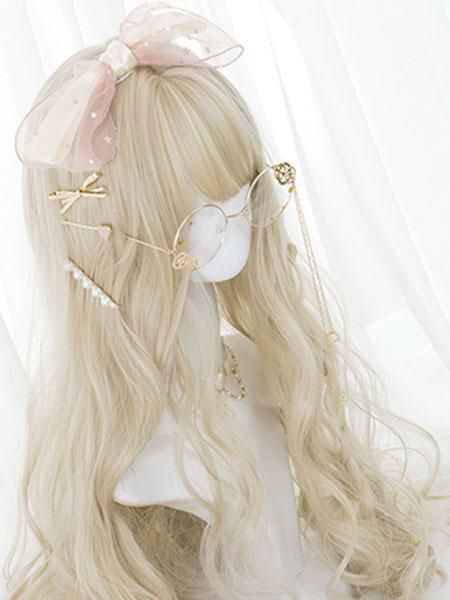 Lolita Clothing |  Sweet Lolita Wig Long Curly Lolita Hair Wigs With Blunt Bang Hobbies Lolita Clothing