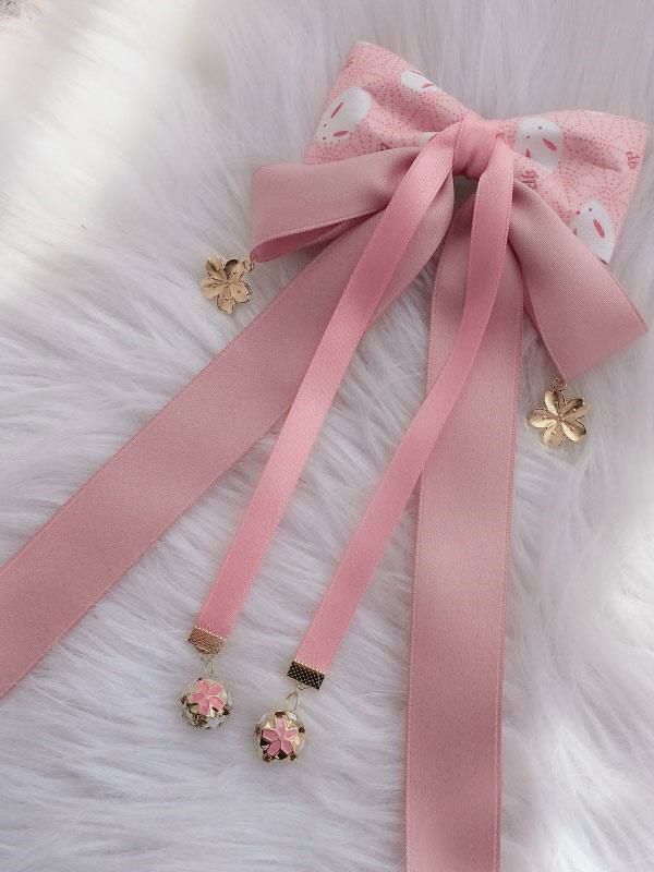 Lolita Clothing |  Wa Lolita Headdress Pink Linen Cotton Blend Bows Flowers Sakura Pattern Bow Headwear Lolita Hair Accessories Hobbies Lolita Clothing