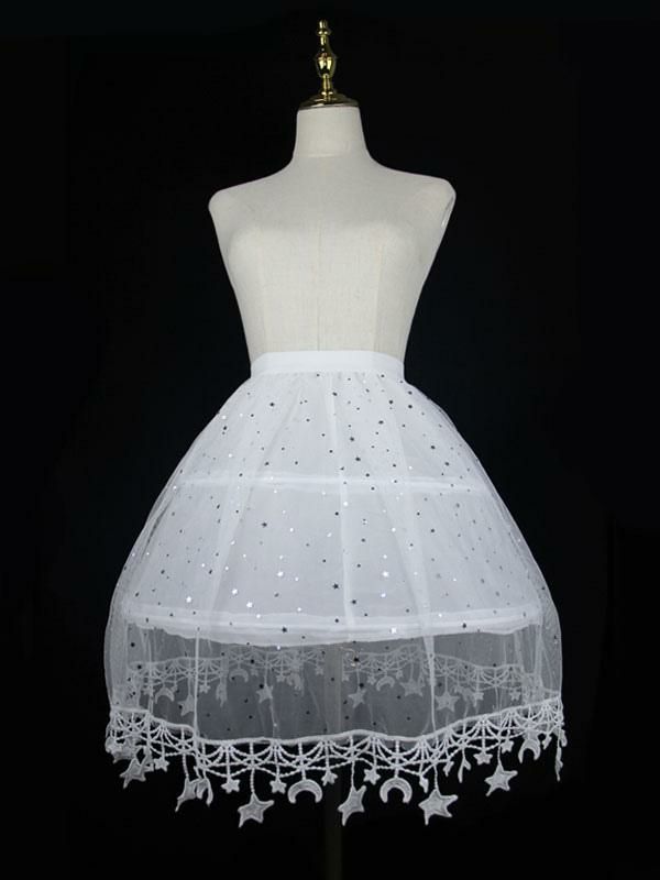 Lolita Clothing |  White Lolita Petticoats Lace Polyester Gothic Lolita Petticoat Stars Print  Lolita Skirt Hobbies Lolita Clothing