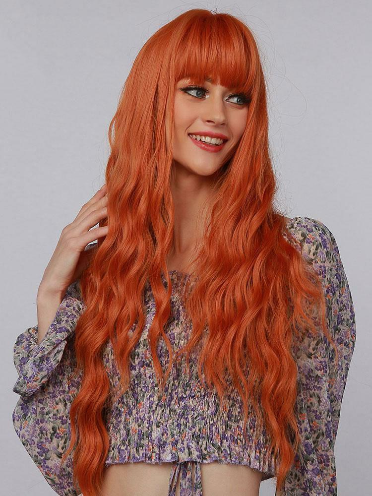 Lolita Clothing |  Women Long Wig Orange Curly Heat-Resistant Fiber Tousled Long Synthetic Wigs Hobbies Lolita Clothing