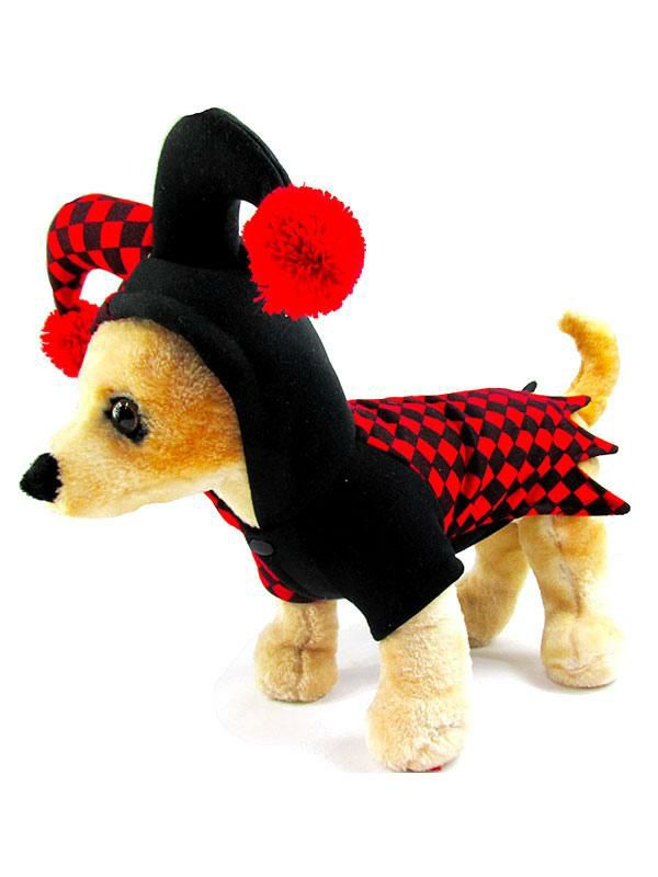 Pet Supply |  Dog Halloween Costume Harley Quinn Clown Red Black Checkered Pet Costumes Halloween Hobbies Pet Supply