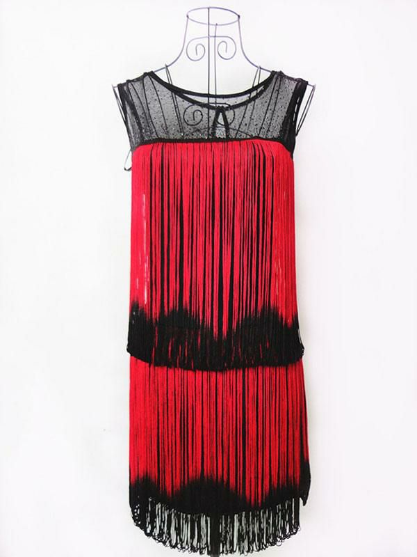 Retro Costume |  1920s Flapper Dress With Tassels Ture Red 20s Party Dress Hobbies Retro Costume