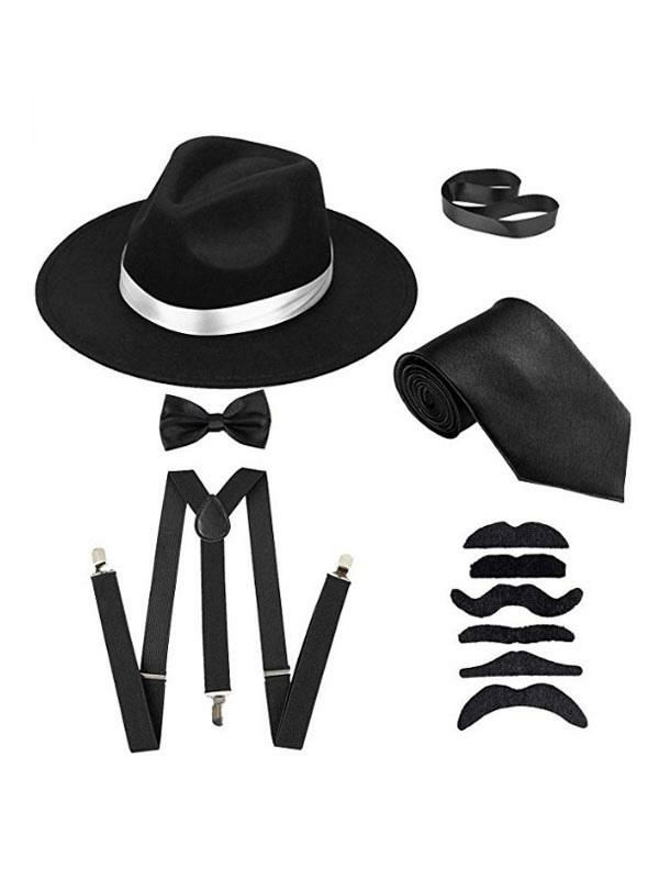 Retro Costume |  1920s Gatsby Costume Gangster Accessories Set Panama Hat Suspender Bow Tie Hobbies Retro Costume