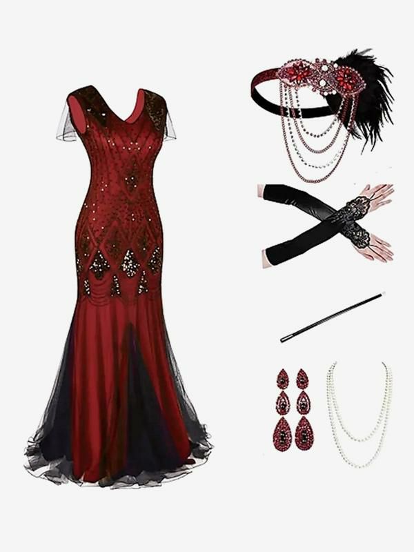 Retro Costume |  Black Red Retro Costumes Sequins Polyester Accessory Retro Marie Antoinette Costume Set Party Prom Dress Hobbies Retro Costume