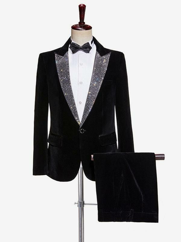 Retro Costume |  Black Retro Polyester Long Sleeves Stage Performance Business Suit Top Hobbies Retro Costume