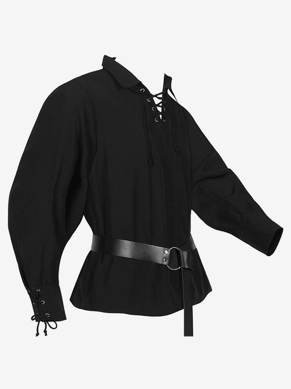 Retro Costume |  Black Vintage Top Elegant Polyester Long Sleeves Retro Costumes For Man Hobbies Retro Costume