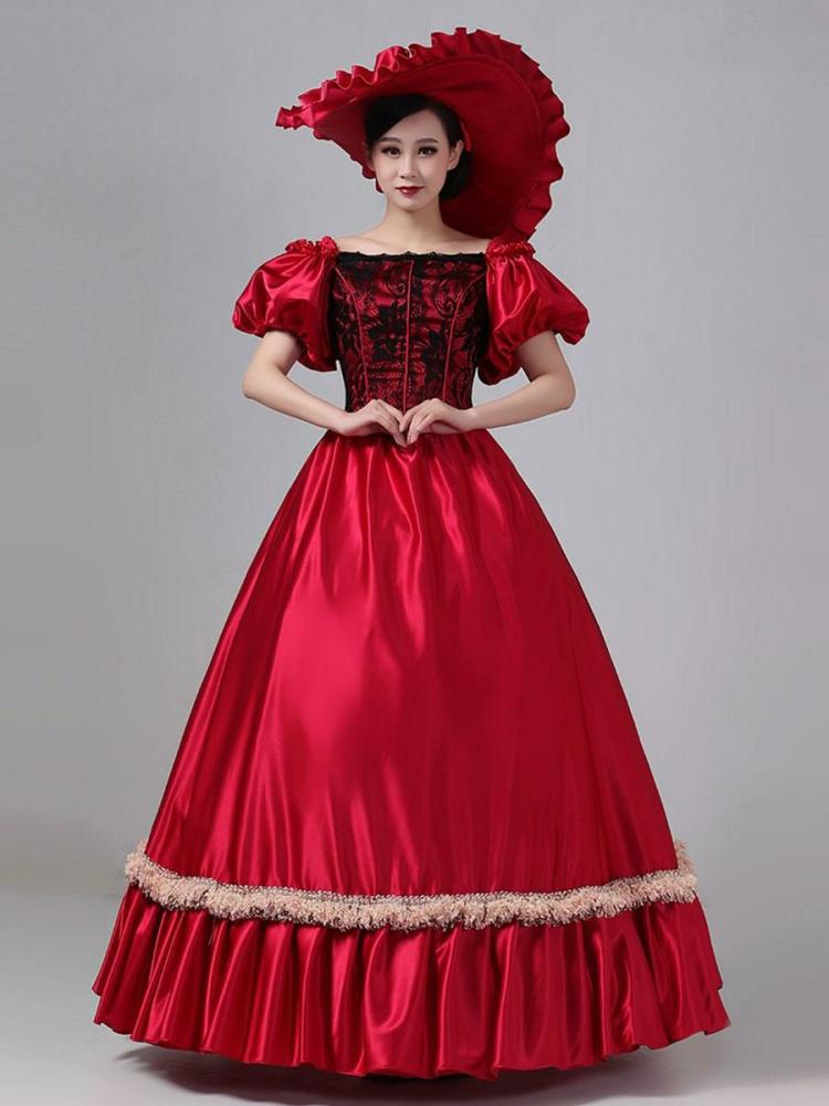 Retro Costume |  Burgundy Retro Costumes Lace Polyester Dress Marie Antoinette Costume Royal Tunic Vintage Clothing Hobbies Retro Costume