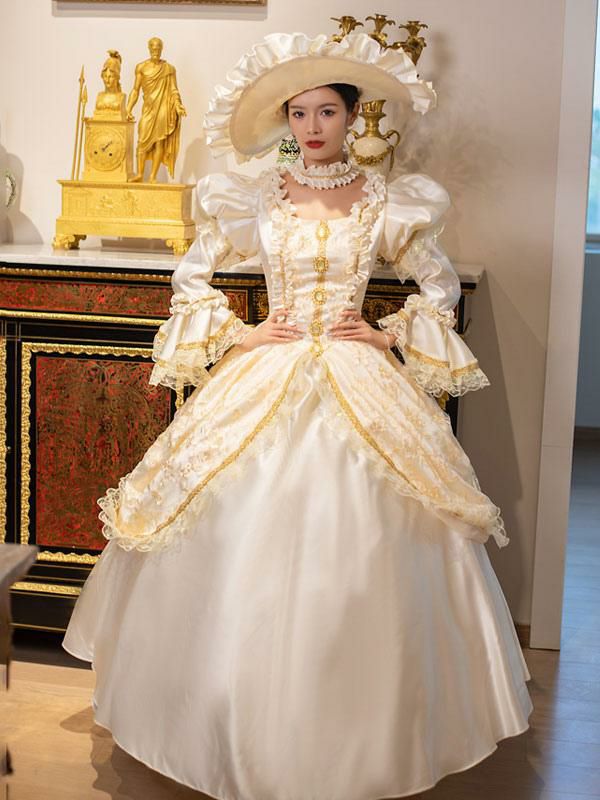 Retro Costume |  Champagne Retro Costumes Marie Antoinette Costume Lace Ruffles Polyester Tunic Dress Choker Vintage 18th Century Costume Hobbies Retro Costume