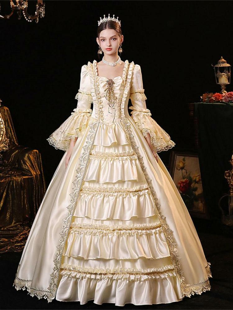 Retro Costume |  Champagne Retro Costumes Polyester Dress Marie Antoinette Costume Retro Masquerade Ball Gown Hobbies Retro Costume