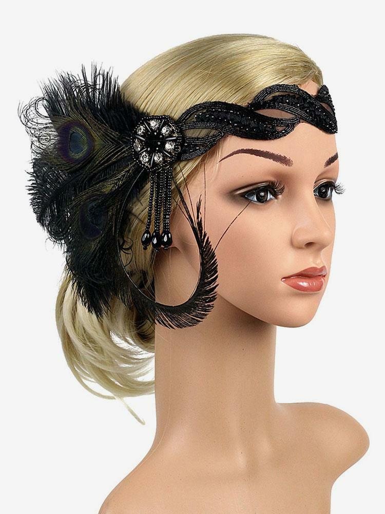 Retro Costume |  Feather Flapper Headpieces 1920s Fashion Great Gatsby Headband Women Retro Hair Accessories Halloween Hobbies Retro Costume