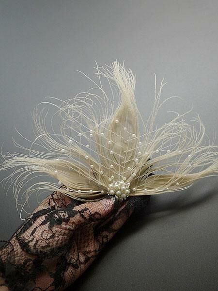 Retro Costume |  Flapper Dress Accessories 1920s Great Gatsby Accessory White Net Pearls Feather Pearl Flapper Headpieces Halloween Hobbies Retro Costume