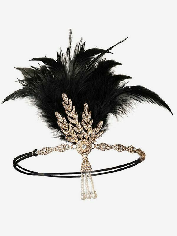 Retro Costume |  Flapper Dress Accessories Feather Rhinestone Halloween Black Flapper Headband 1920s Great Gatsby Accessory Hobbies Retro Costume